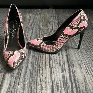 Jessica Simpson Pink Snake Skin Heels